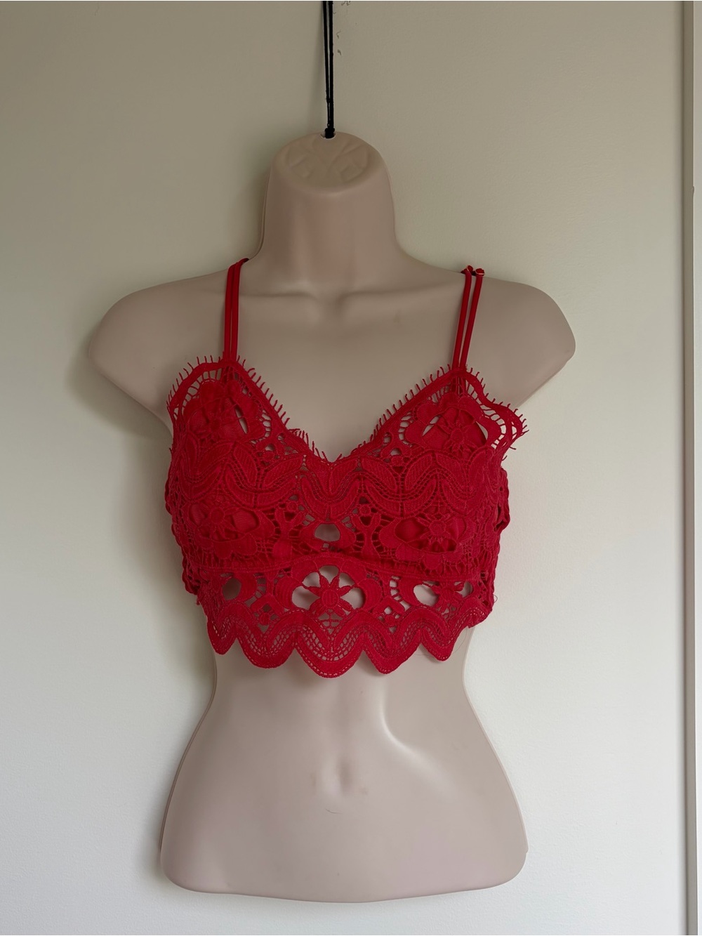 Anthropologie Red Lace Bra Top